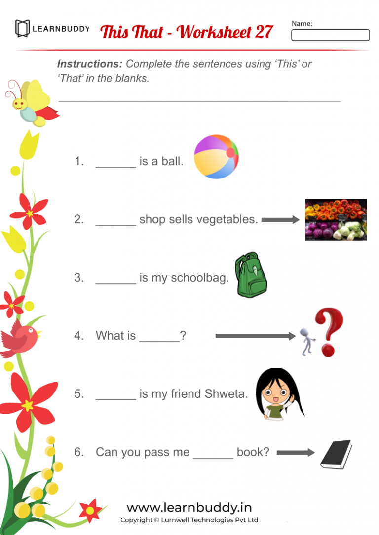 English Practice Worksheet Class 6