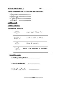 English Worksheet class 1 And 2 By Tunisha Goel TPT