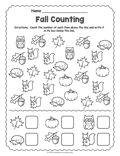 Fall Counting Worksheet
