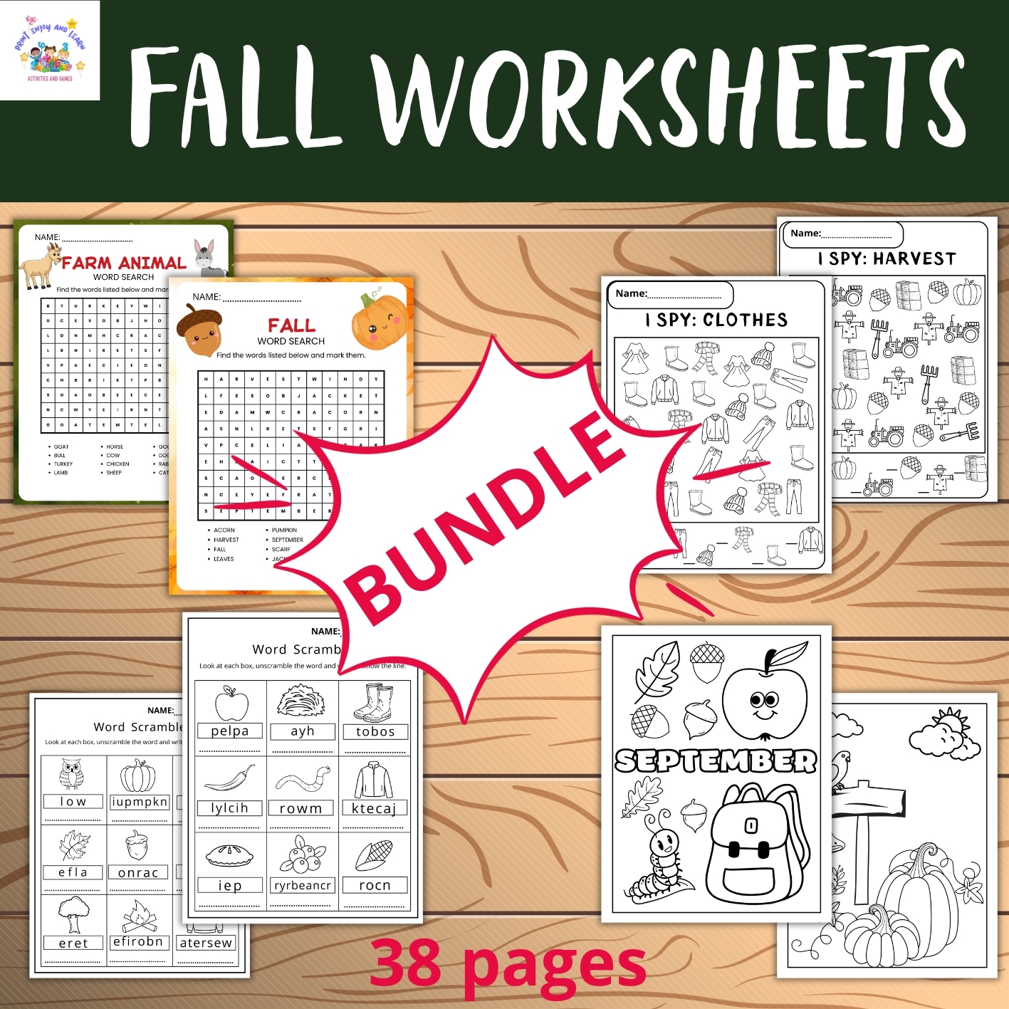 Fall Fun Worksheets BUNDLE Autumn Activities For Kids 