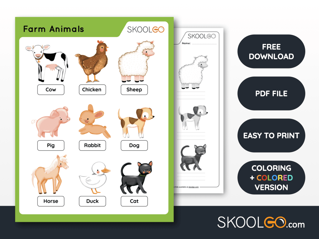 Farm Animals Free Worksheet SKOOLGO