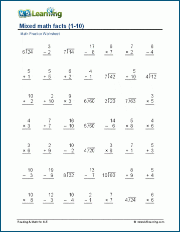 Fifth Grade Math Worksheets Free Printable K5 Learning 