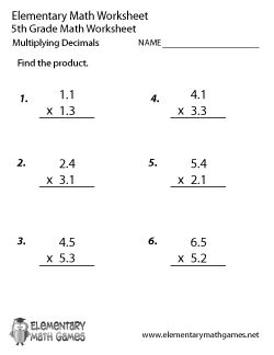 Fifth Grade Math Worksheets