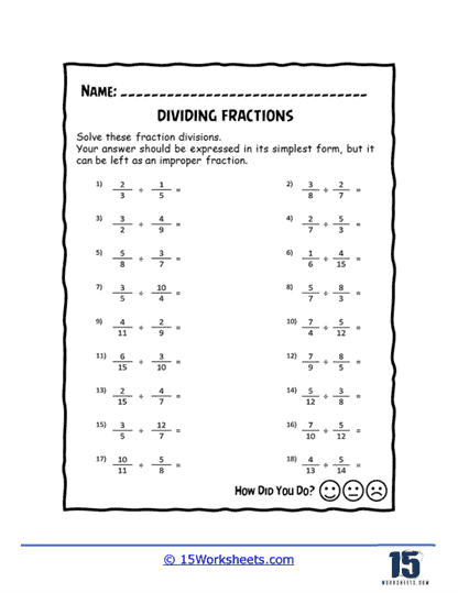 Fifth Grade Worksheets Dividing Fractions Math Center Worksheets 