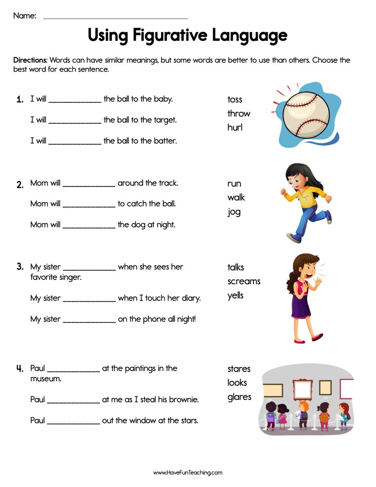 Figurative Language Figure It Out Interactive Worksheet 