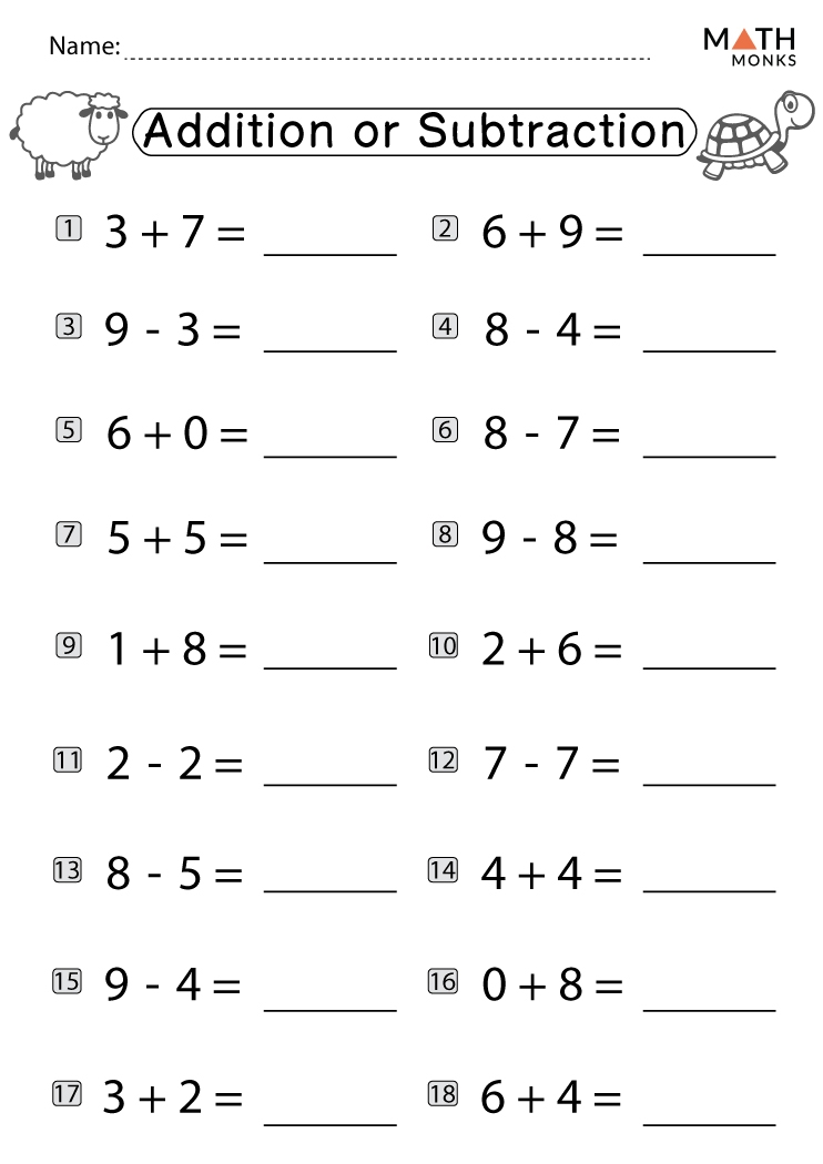 First Grade Addition And Subtraction Worksheet Collection