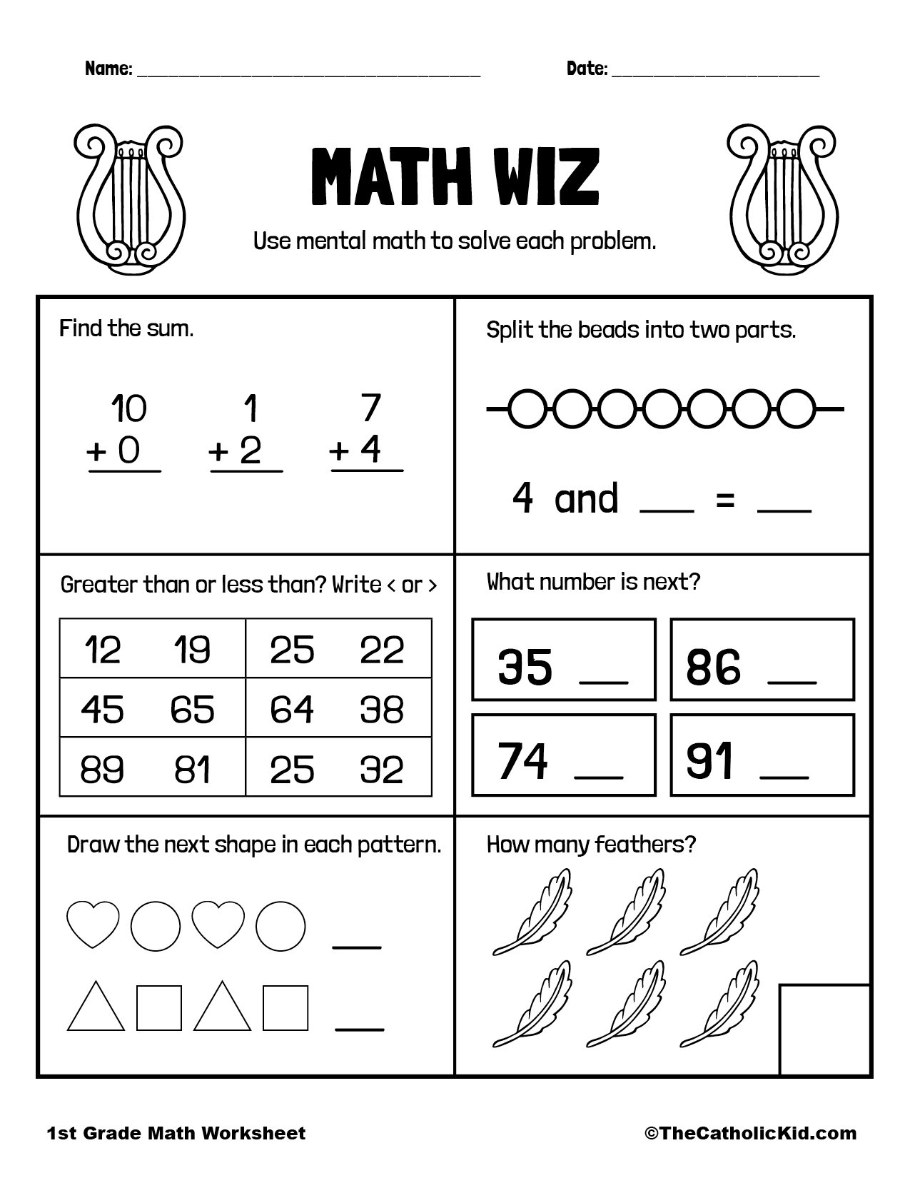 First Grade Mental Math Worksheets