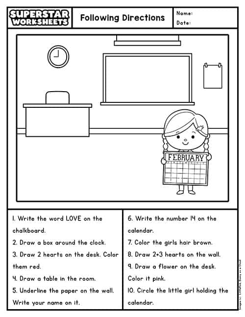 Following Directions Worksheets Superstar Worksheets Worksheets Library