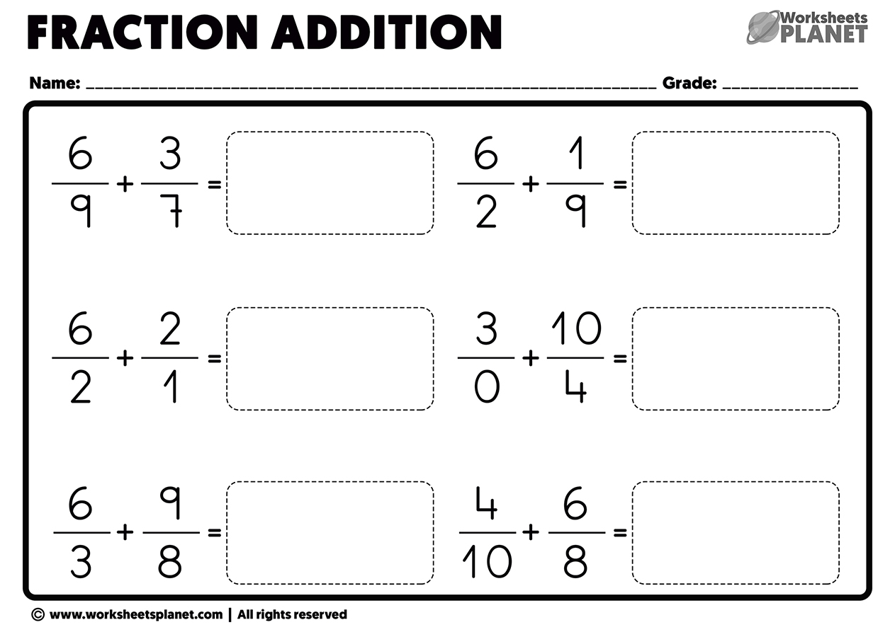 Fraction Addition Exercises