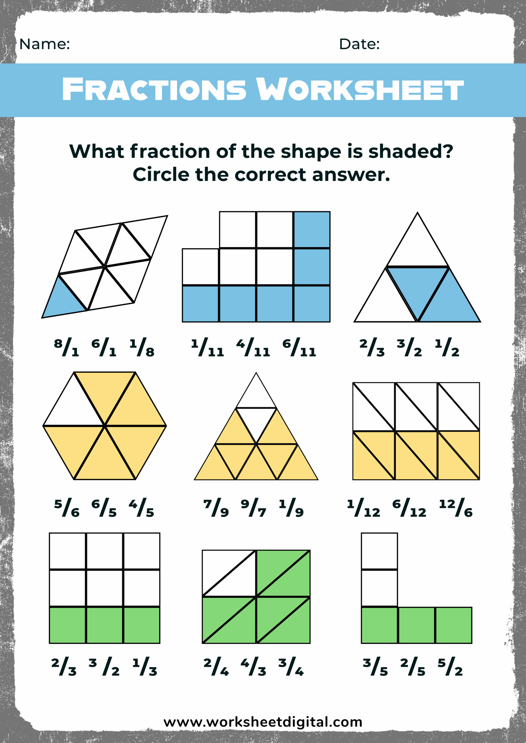 Fraction Shapes Shaded Worksheet Matematika Vrogue co