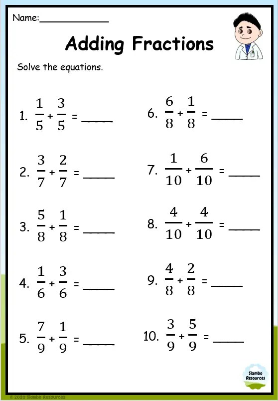 Fractions Grade 4 Math Worksheets Worksheets Library