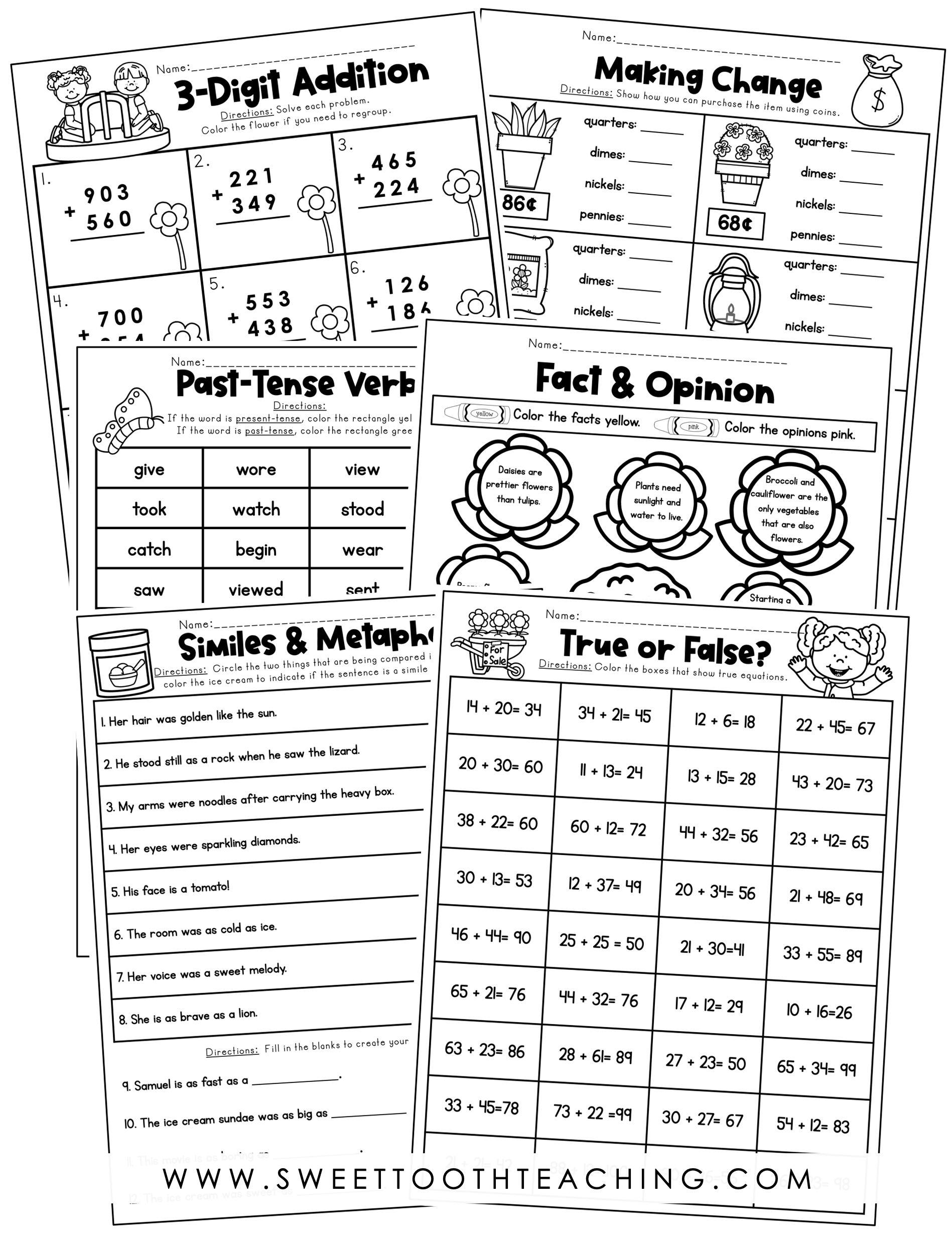 Free 2nd Grade Math Worksheets Printable W Answers Mashup Math 