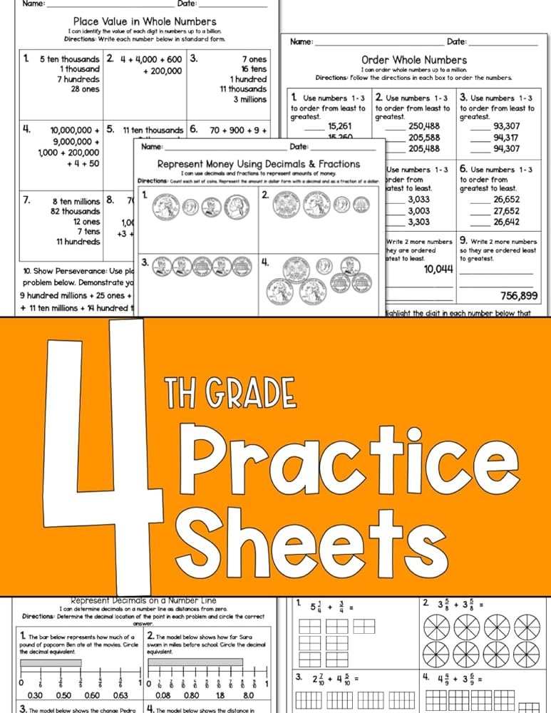 Free 4th Grade Math Practice Worksheet Free Download Free 4th Grade 