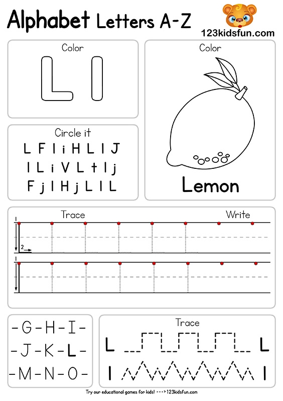 Free Alphabet Practice A Z Letter Worksheets 123 Kids Fun Apps