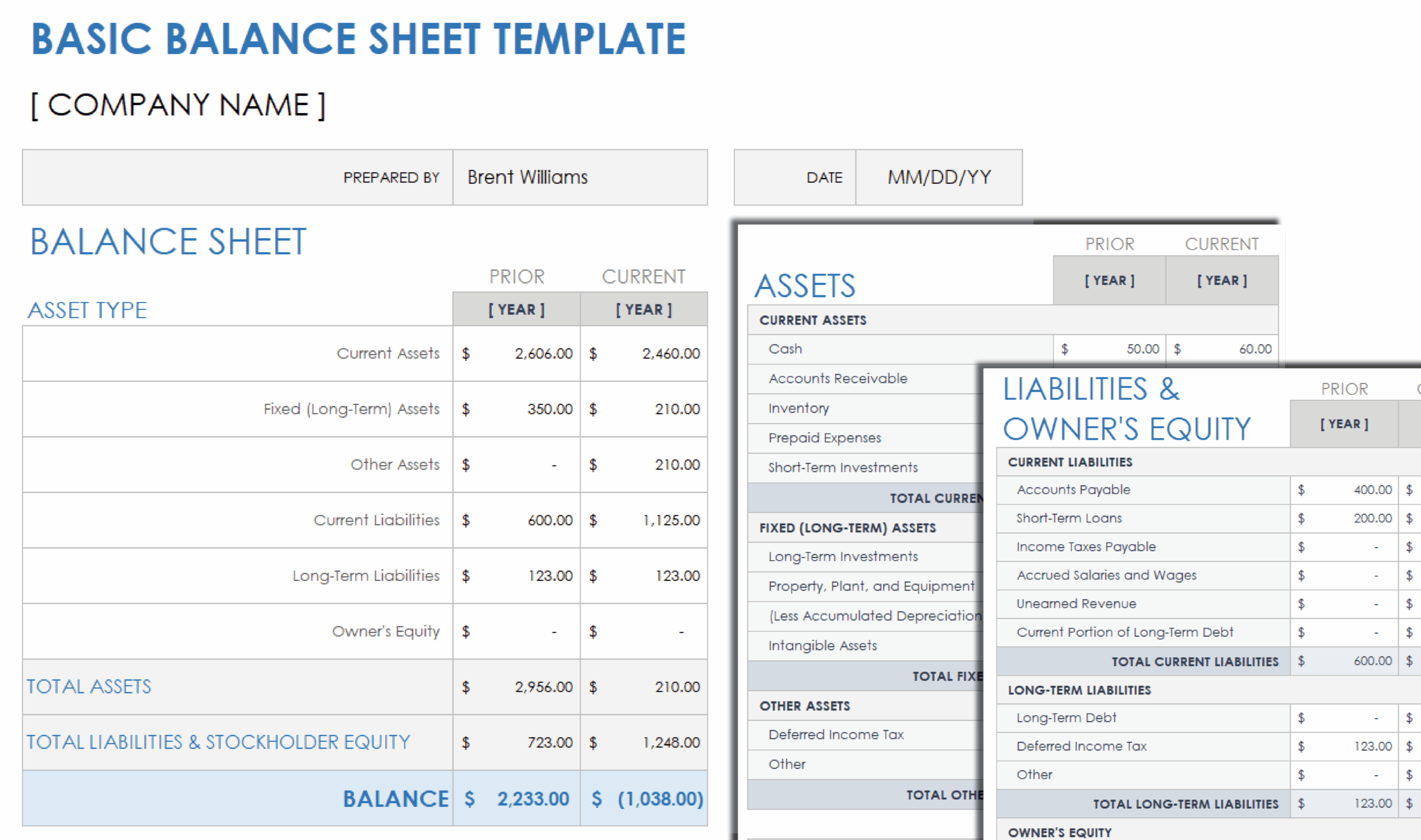 Free Balance Sheet Templates Multiple Formats Smartsheet 