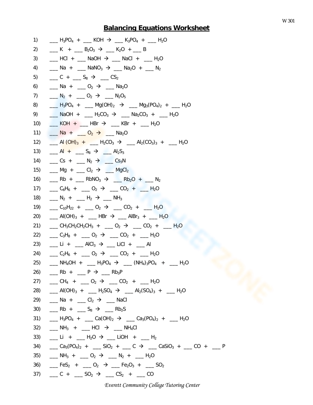 Free Balancing Chemical Equations Worksheet Answer Key Worksheets Library
