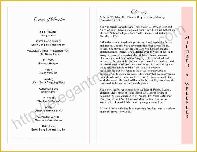 Free Celebration Of Life Program Template Of Inspirational Free 