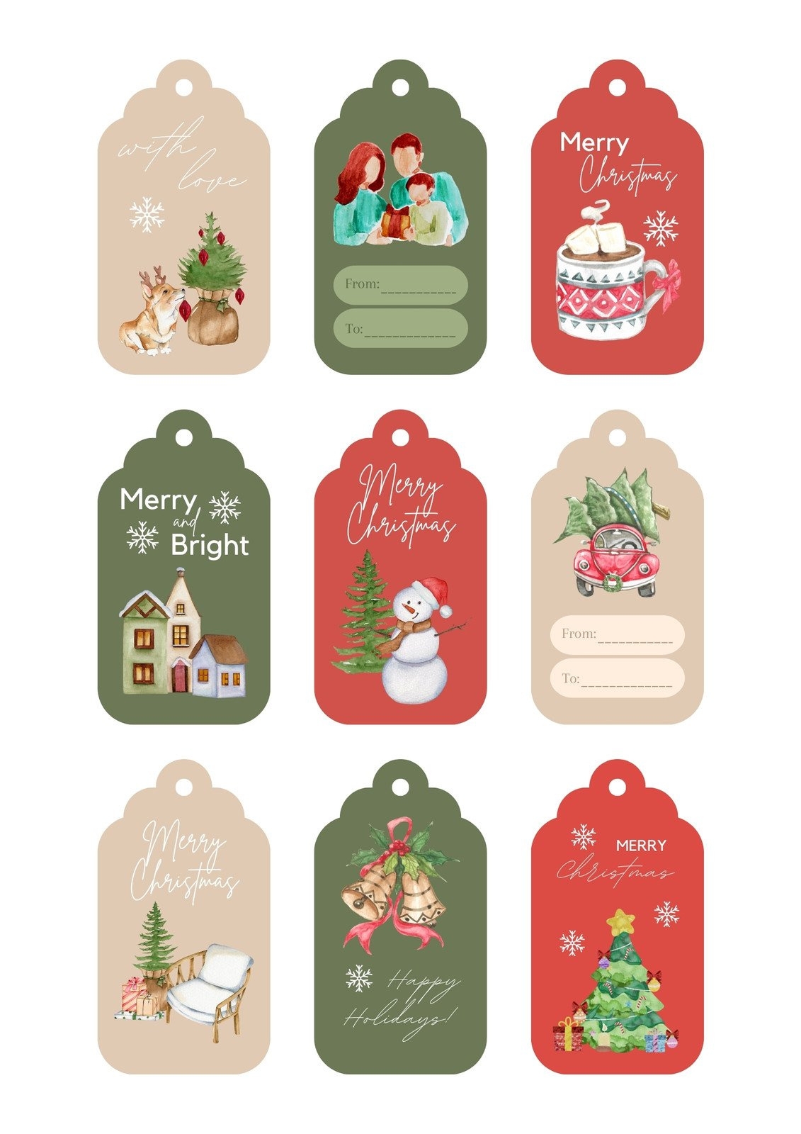 Free Christmas Tags Printable Templates FREE Printable HQ
