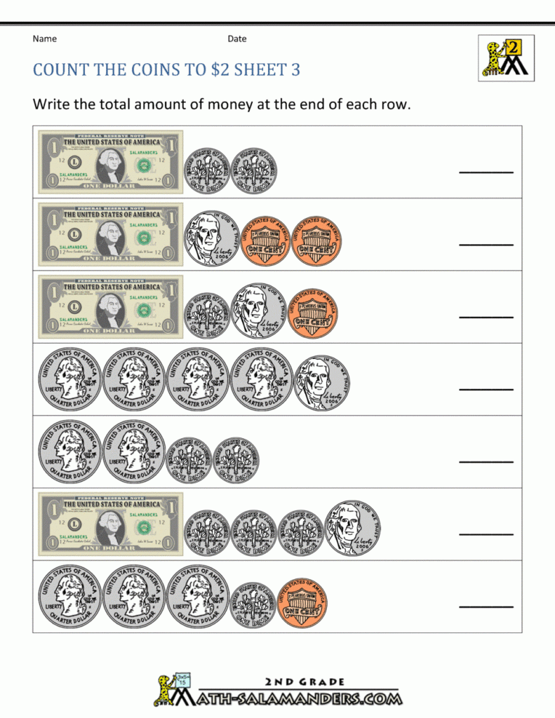 Free Coin Counting Worksheets For Second Grade CountingWorksheets