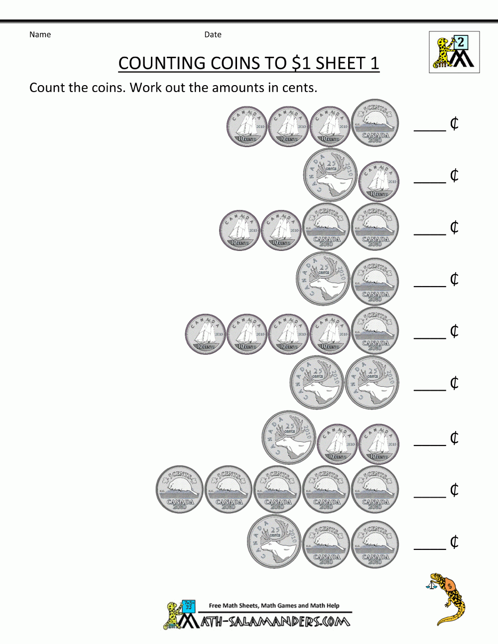 Free Counting Canadian Money Worksheets CountingWorksheets