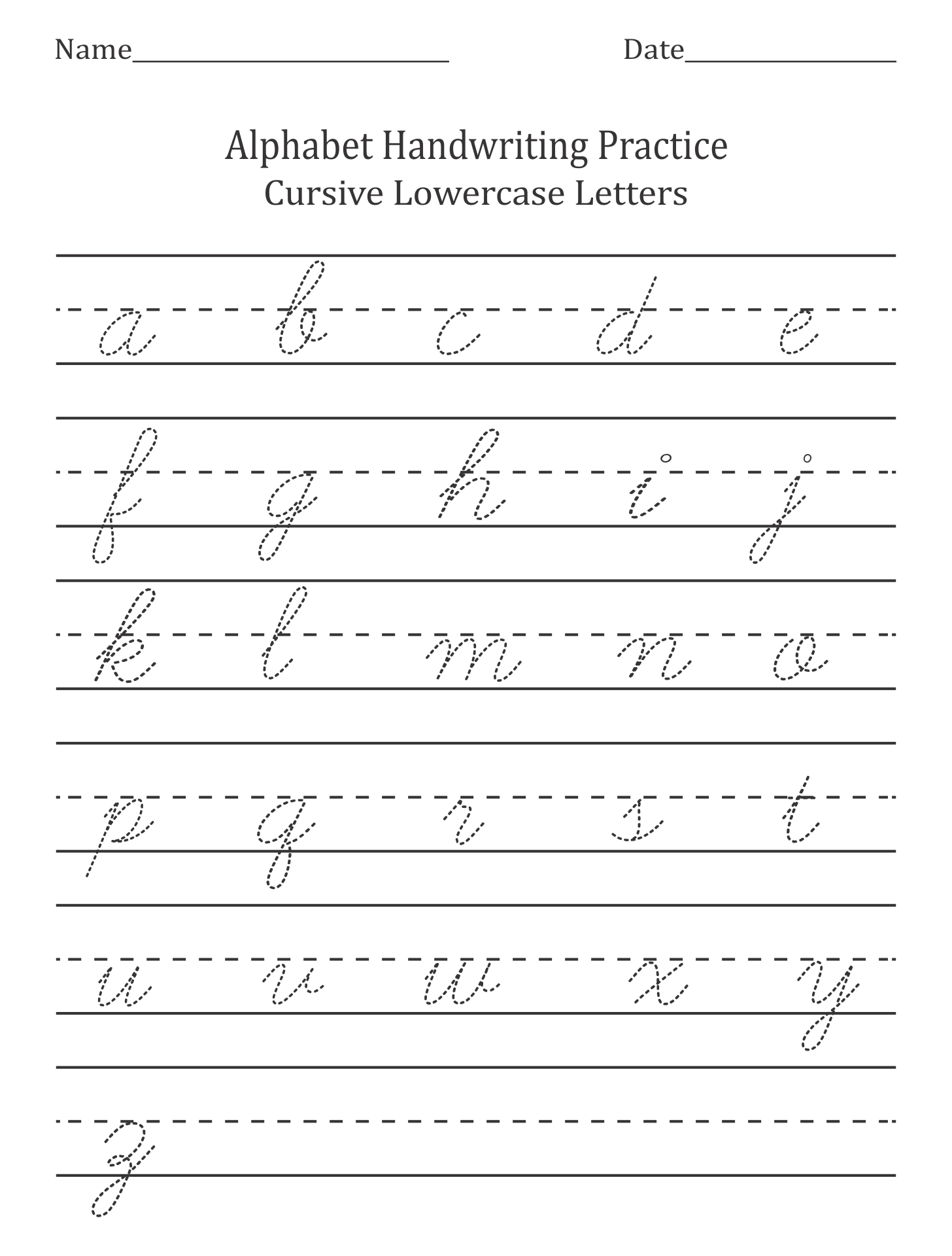 Free Cursive Handwriting Worksheets Printable