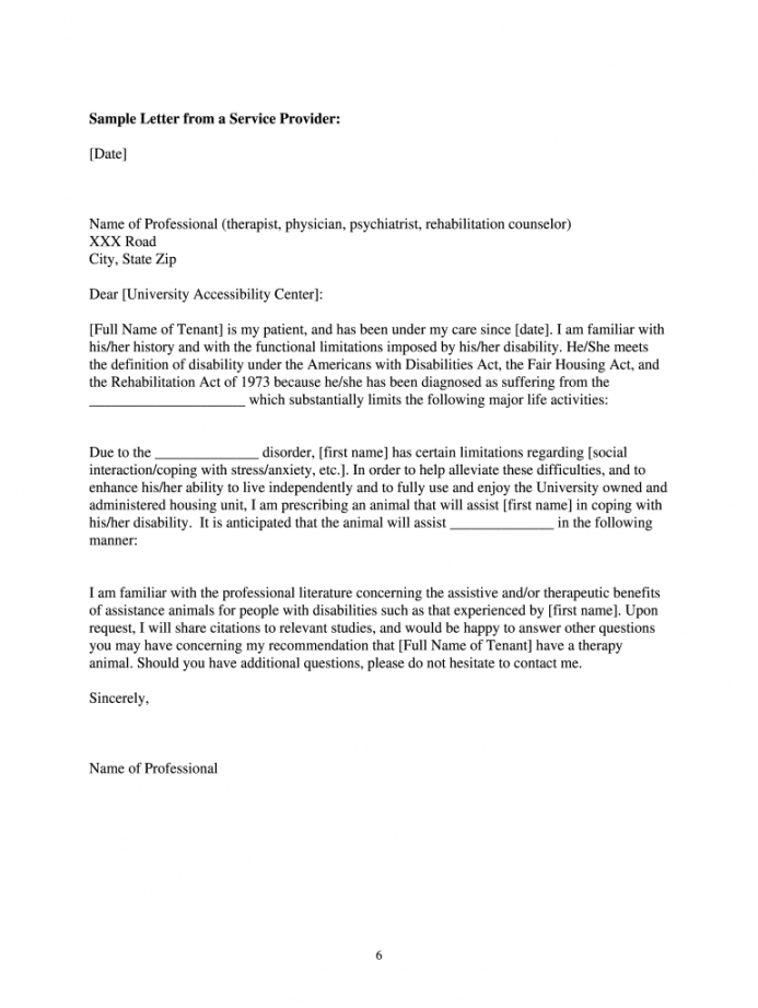 Free Emotional Support Animal Letter Pdf Fill Online Printable 