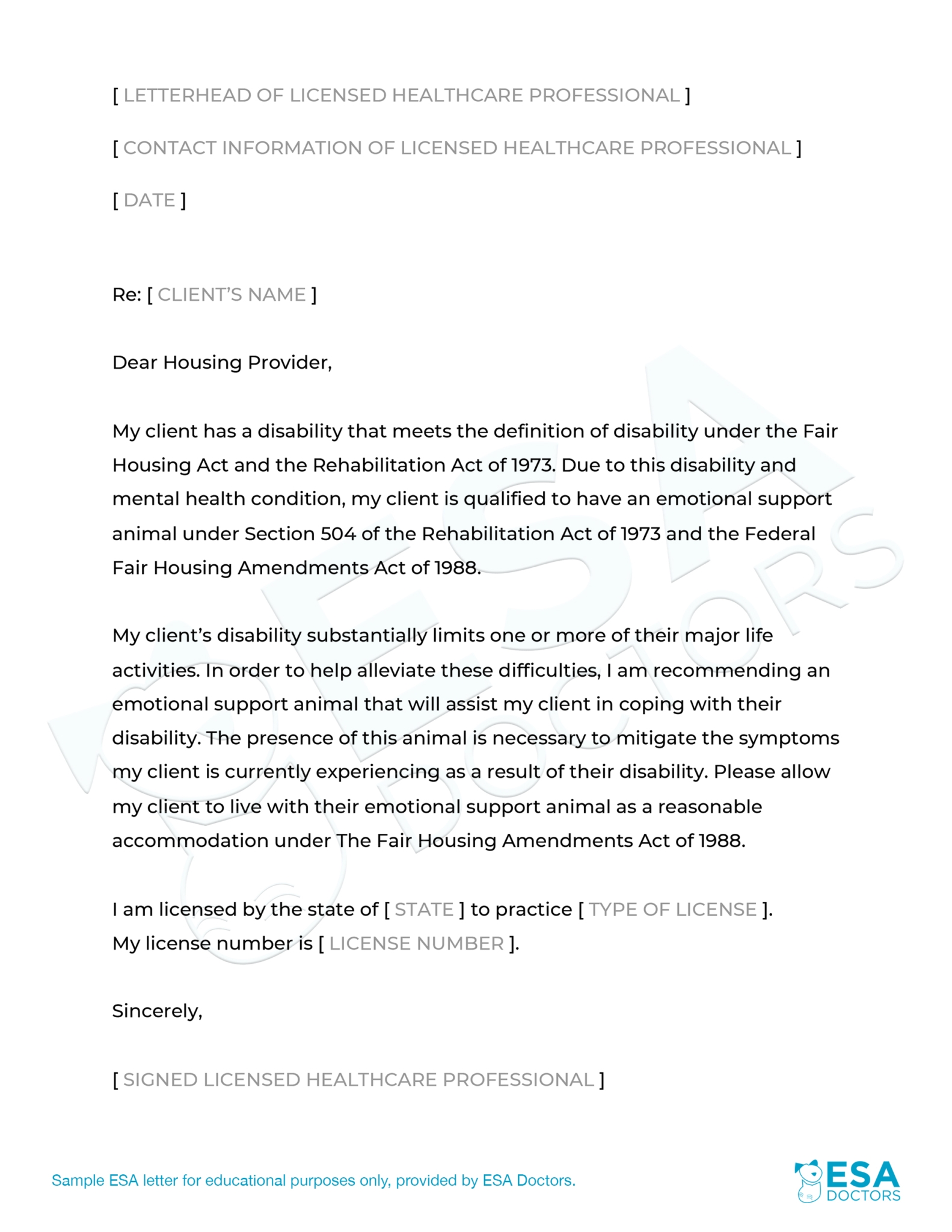 Free Esa Letter Template Free Printable Templates Vrogue co
