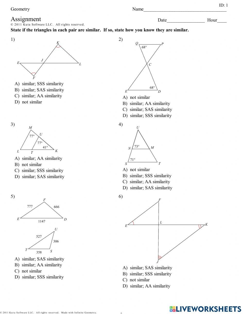 Free Geometry Similar Triangles Worksheet Answers Download Free 
