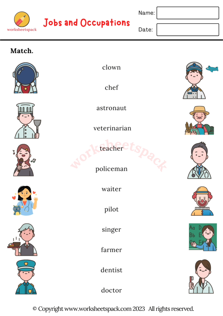 Free Jobs And Occupations Worksheets PDF Worksheetspack
