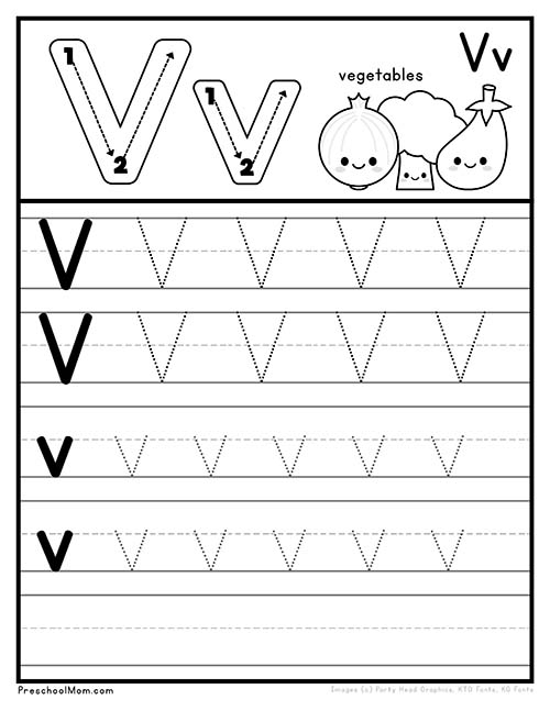 Free Letter V Worksheets For Preschool Kindergarten Kids 