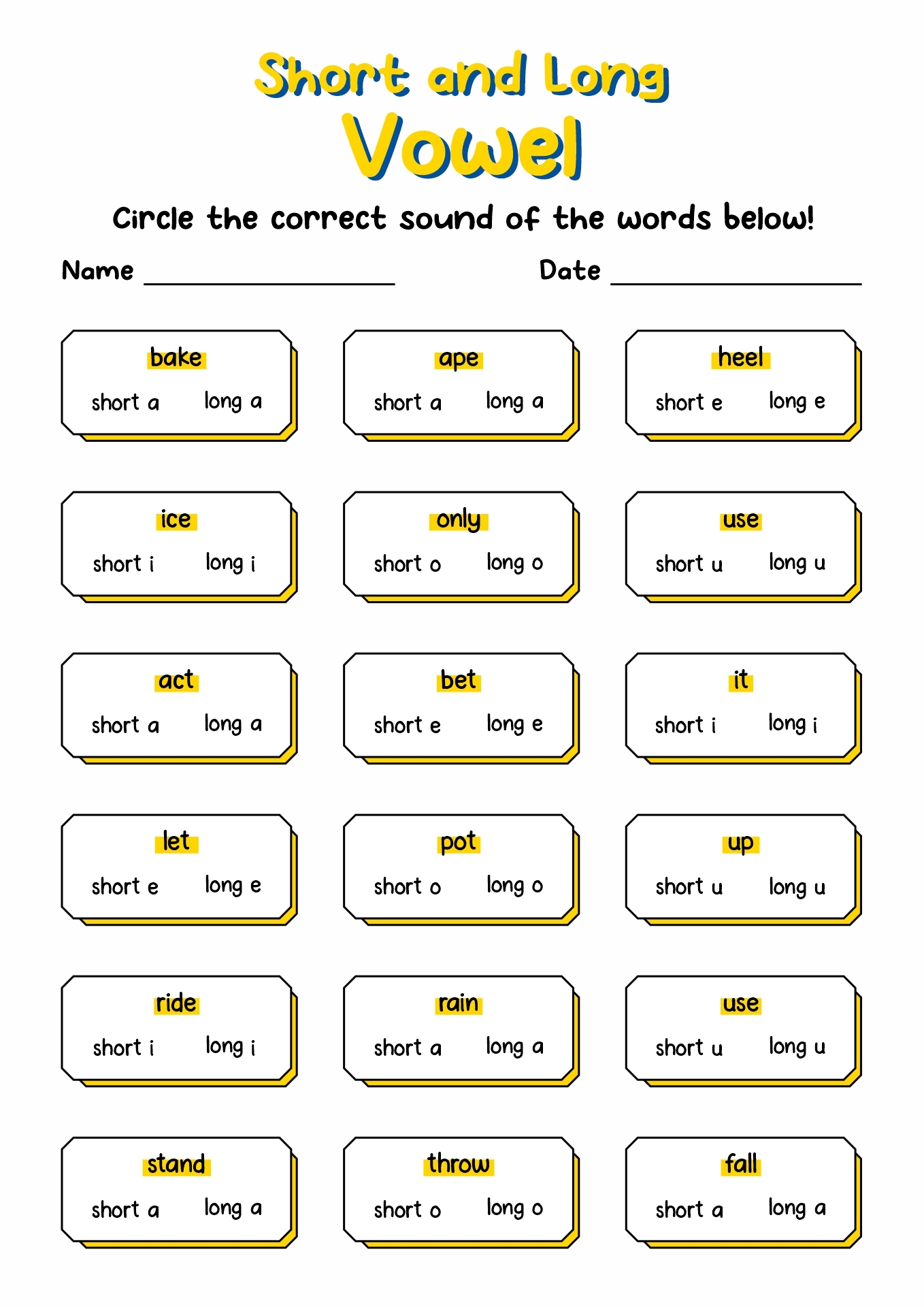 Free Long Short Vowels Worksheet Download Free Long Short Vowels 
