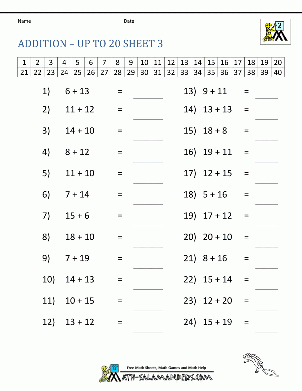 Free Math Facts Worksheets Free Printable