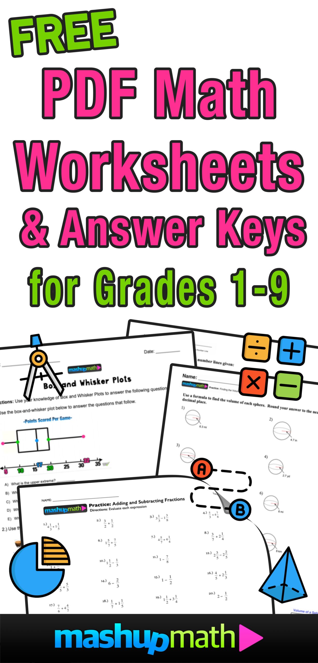Free Math Worksheets Mashup Math