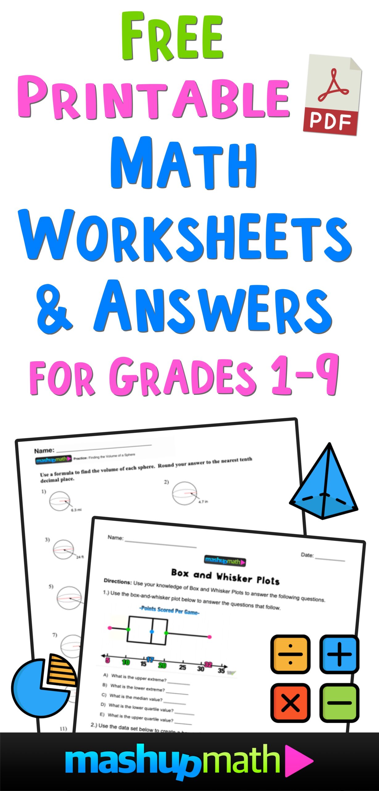 Free Math Worksheets Mashup Math