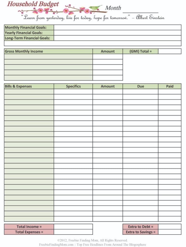 Free Monthly Budget Templates Printable PDFs Free Printable Budget 