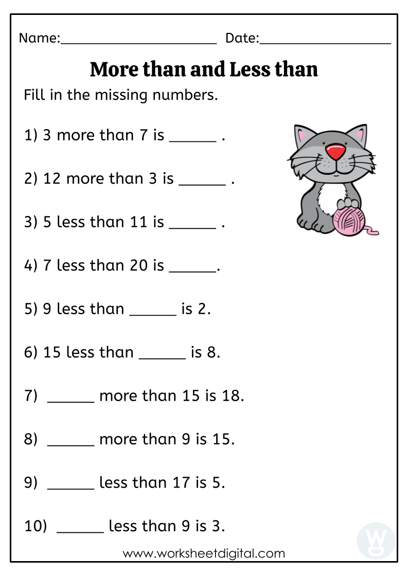 Free More Than Less Than Worksheet Download Free More Than Less Than