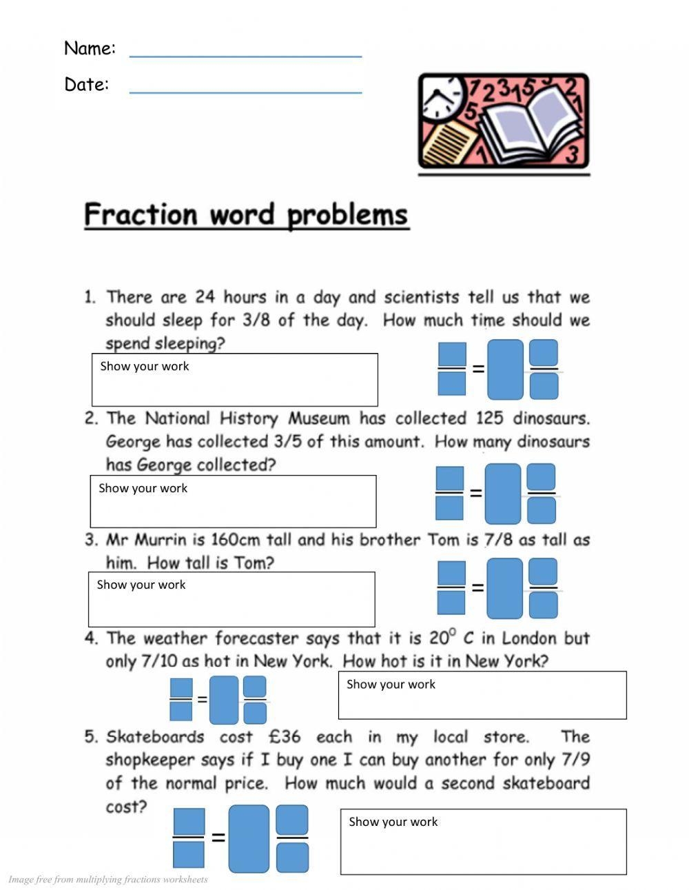 Free Multiplication Fraction Word Problems Worksheet Download Free 
