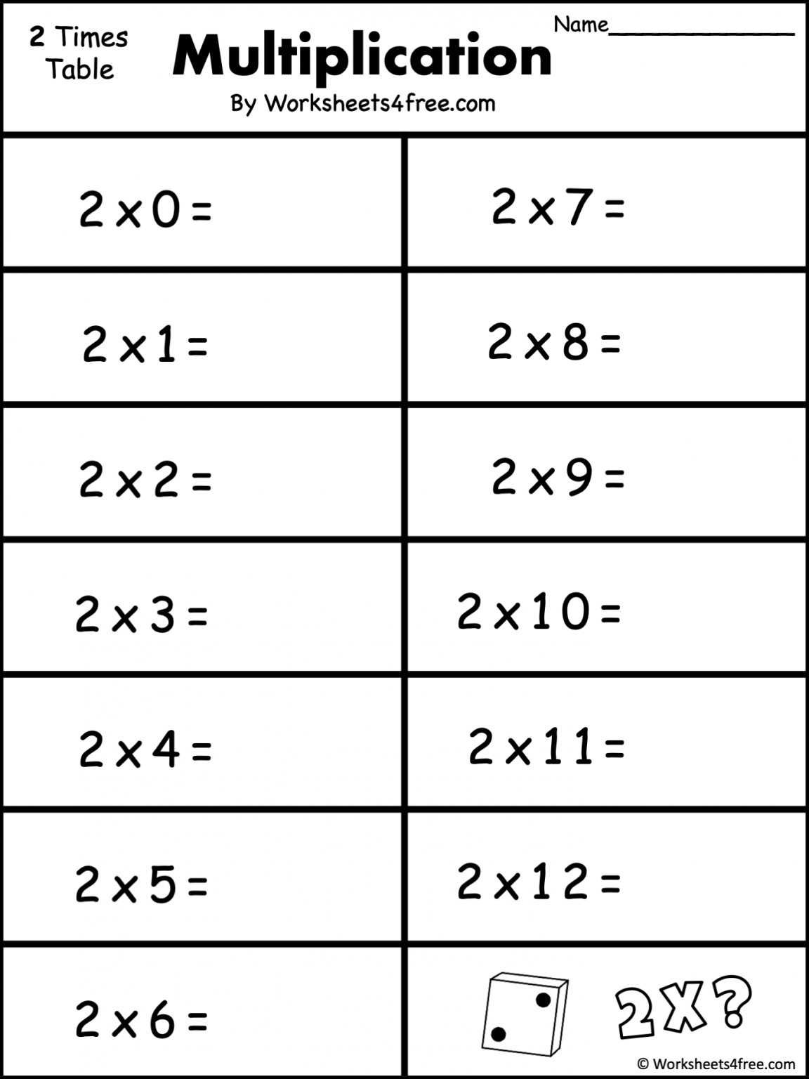 Free Multiplication Worksheet 2s Worksheets4Free
