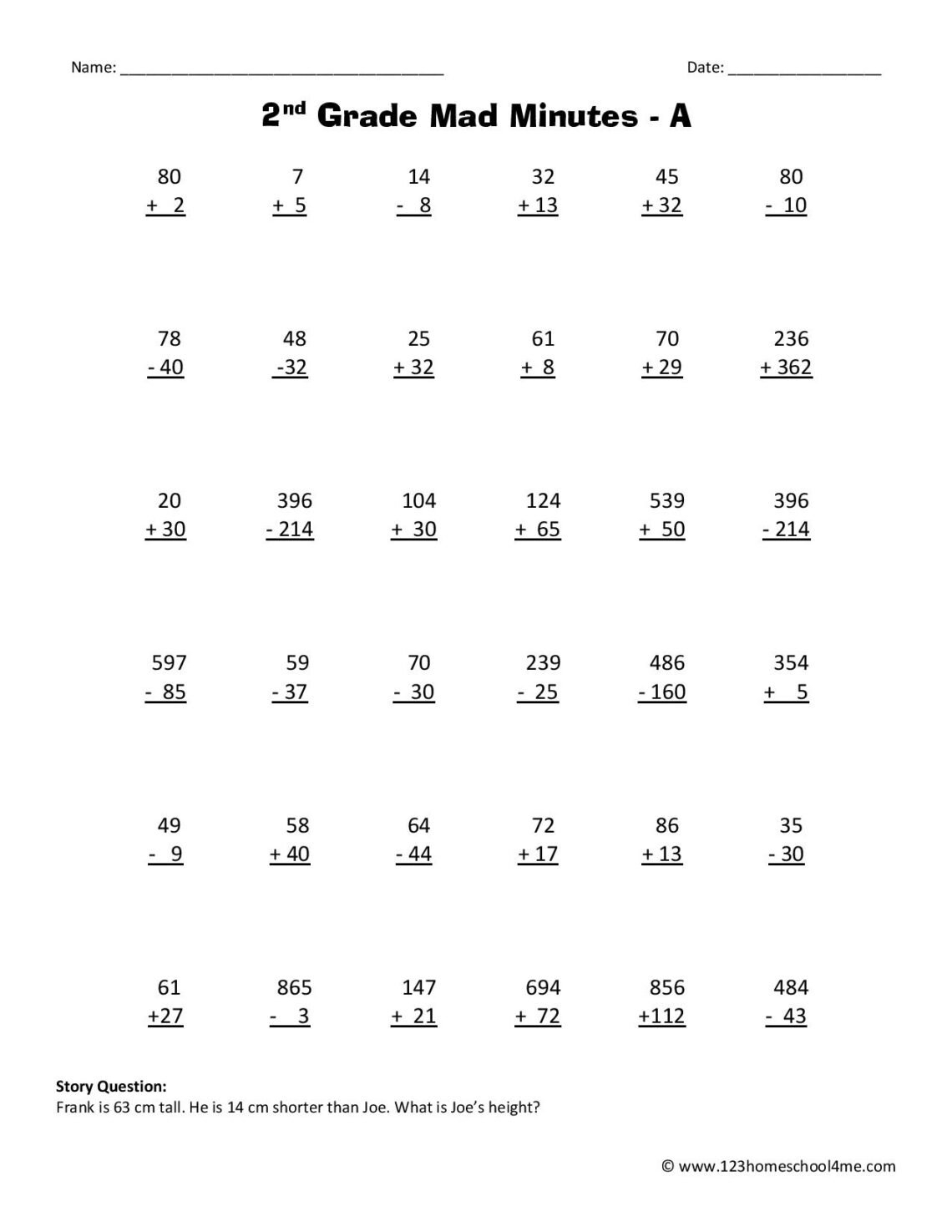 Free Printable 2nd Grade Math Worksheets Pdf 2nd Grade Math Worksheets