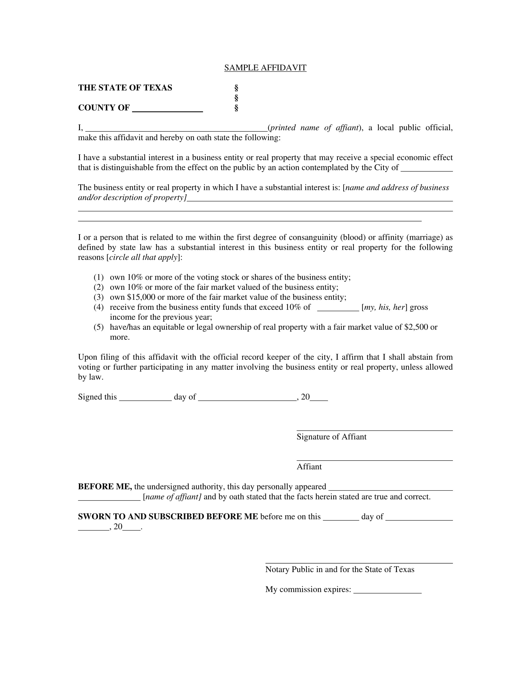 Free Printable Affidavit Template Web Sample Affidavit Template 