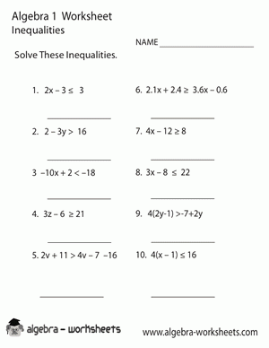 Free Printable Algebra 1 Worksheets Also Available Online