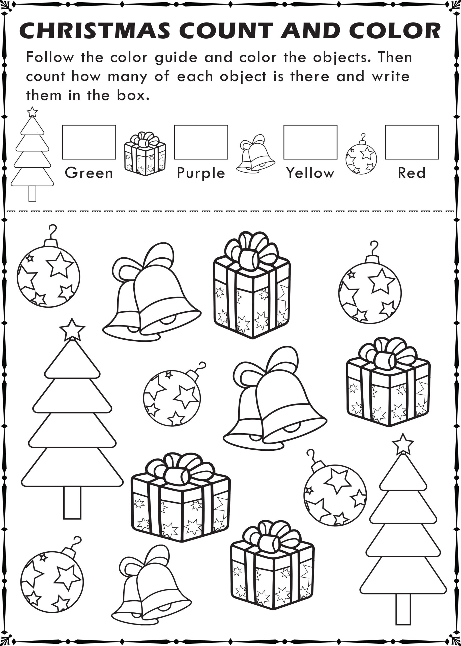 Free Printable Christmas I Spy Count And Color Activity Page For Kids 