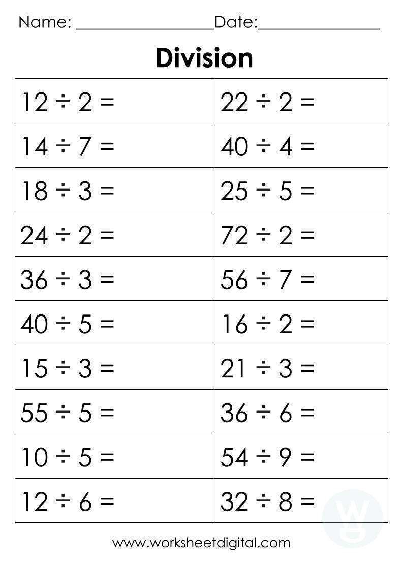 Free Printable Division Worksheet 1 To 10 Creative Center 