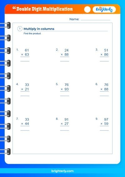 Free Printable Double Digit Multiplication Worksheets PDFs Brighterly
