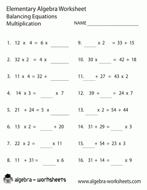 Free Printable Elementary Algebra Worksheets Also Available Online