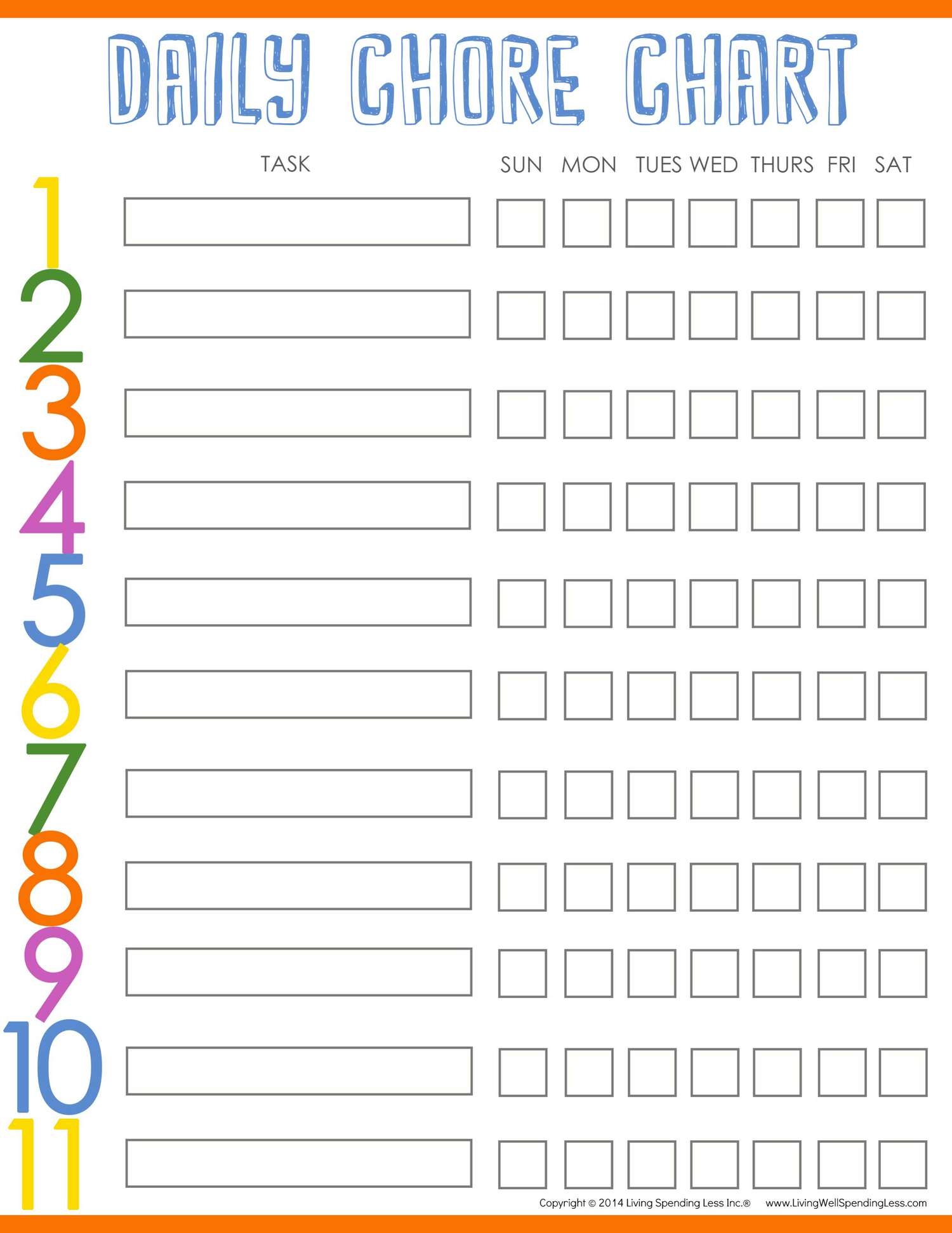 Free Printable Family Chore Chart Template