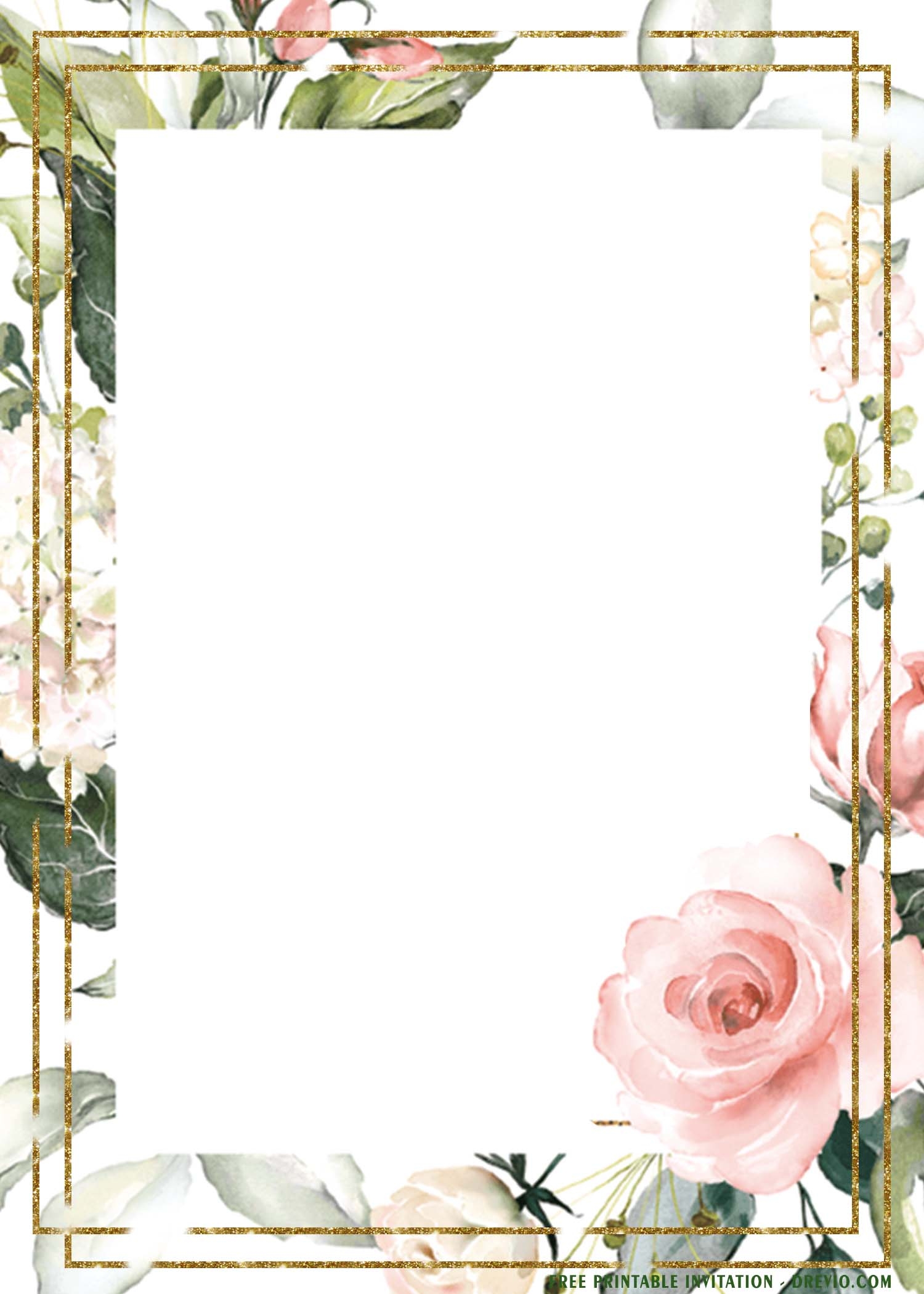  FREE Printable Floral Frame Invitation Templates For Any 