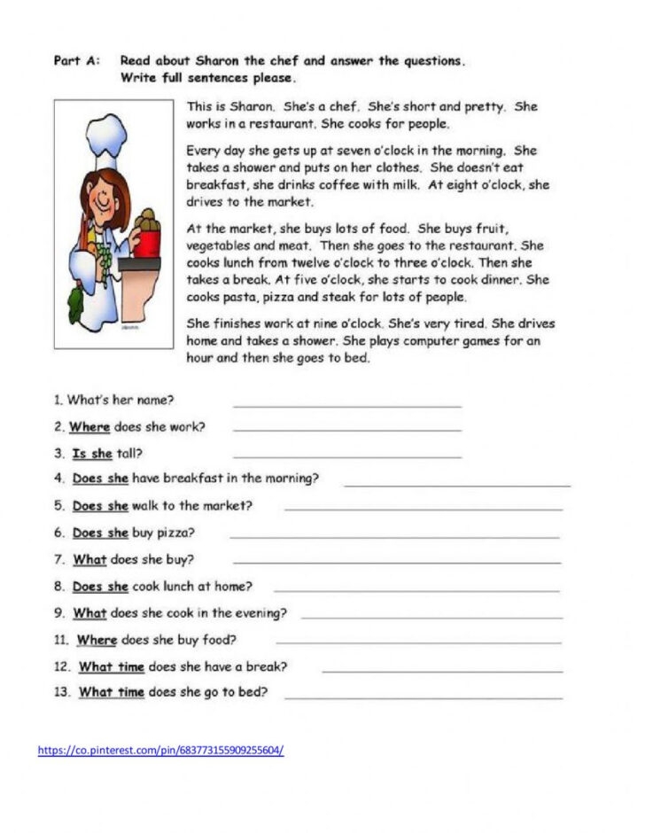 Free Printable French Reading Comprehension Worksheets Grade 4