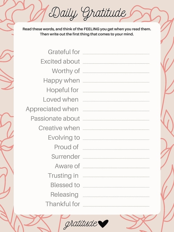 Free Printable Gratitude Journal Instant Download Worksheets Library