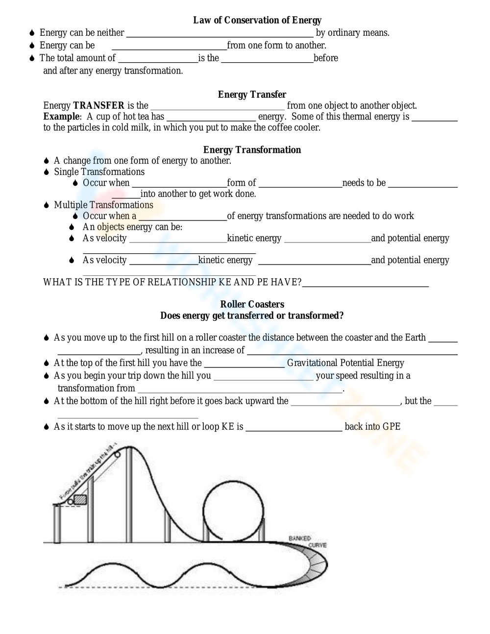 Free Printable Kinetic Potential Energy Worksheets Worksheets Library
